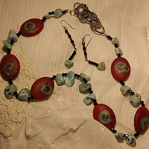 Snake Painted Beaded Necklace Set